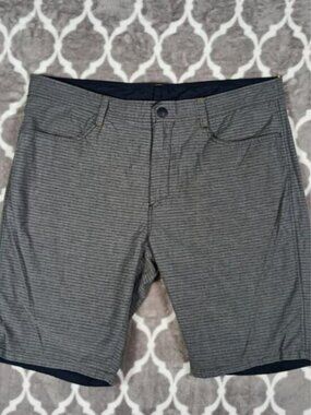 Howe Reversible Travel Shorts Men 38 Blue Gray Stretch Chino